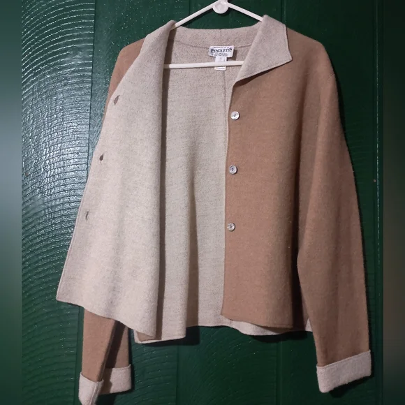 Pendleton 100% Merino Virgin Wool Double-Faced Sweater Jacket - Camel & Cream -L - Picture 4 of 10
